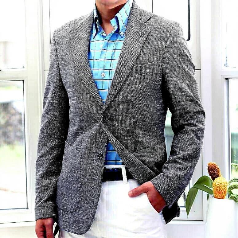 テーラードジャケット ブレザー ブルー グレー メンズ タイト スリム