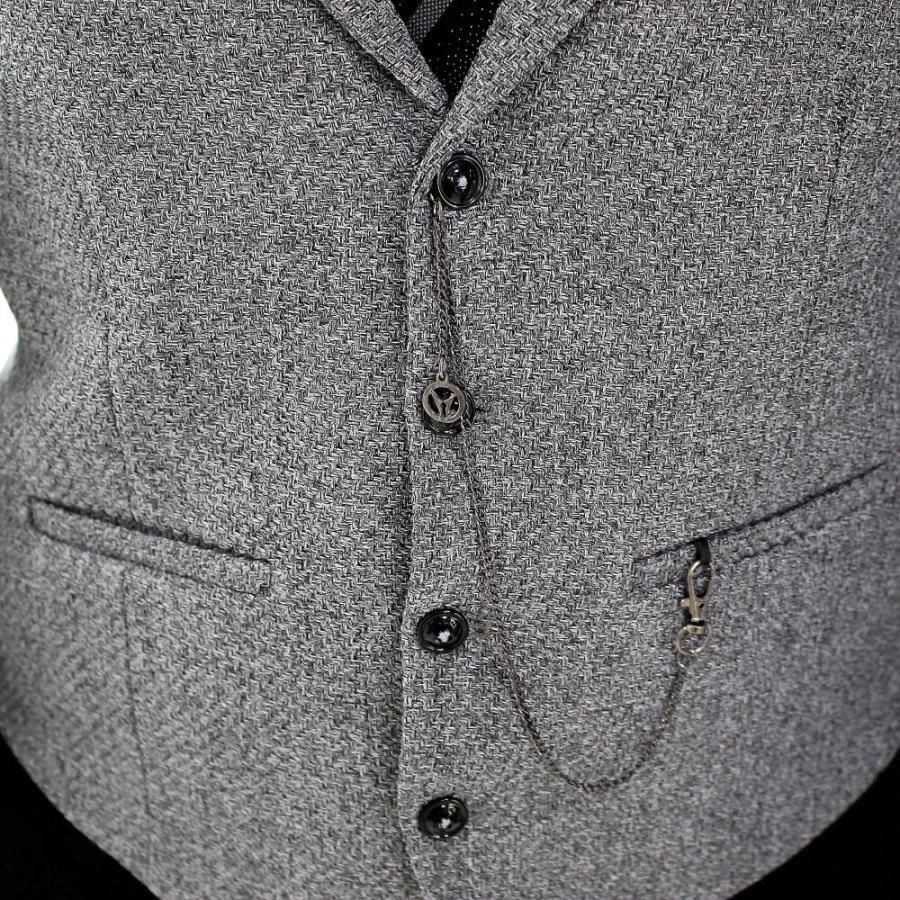 någontstans グレー ジレ ベスト M ジレ ベスト 前開き 襟付き グレー 大きいサイズ 秋冬 ジャケパン