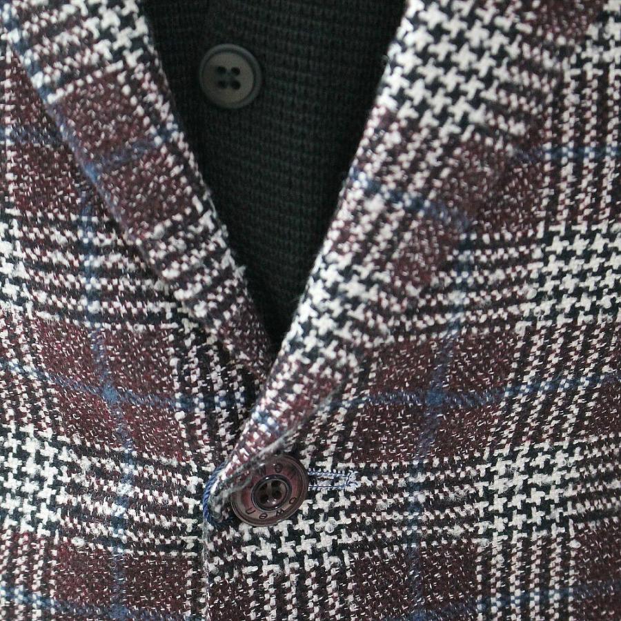 ツイード テーラードジャケット チェック ブレザー エンジ メンズ
