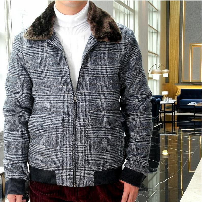 グレンチェック 中綿 ブルゾン ジャケット アウター 紺 メンズ