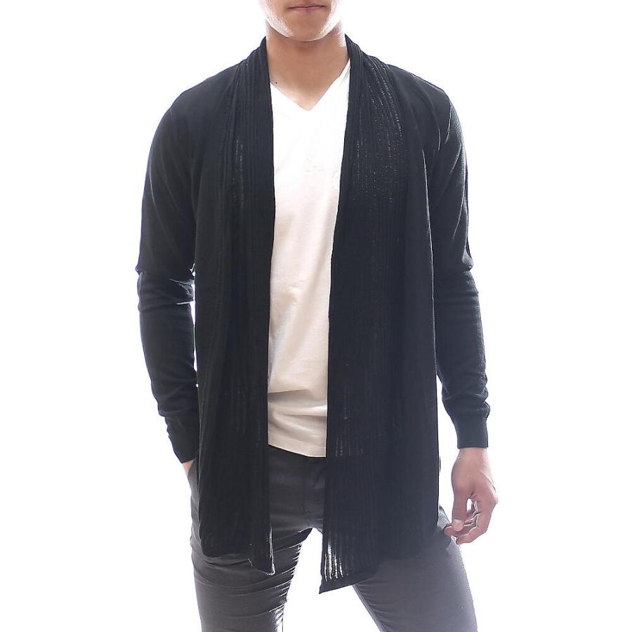 薄手のニット カーディガン メンズ オープンフロント 春 秋 冬 薄地 コットン 黒 Polimpier063 Bin 1 Limitedヤフーショップ 通販 Yahoo ショッピング