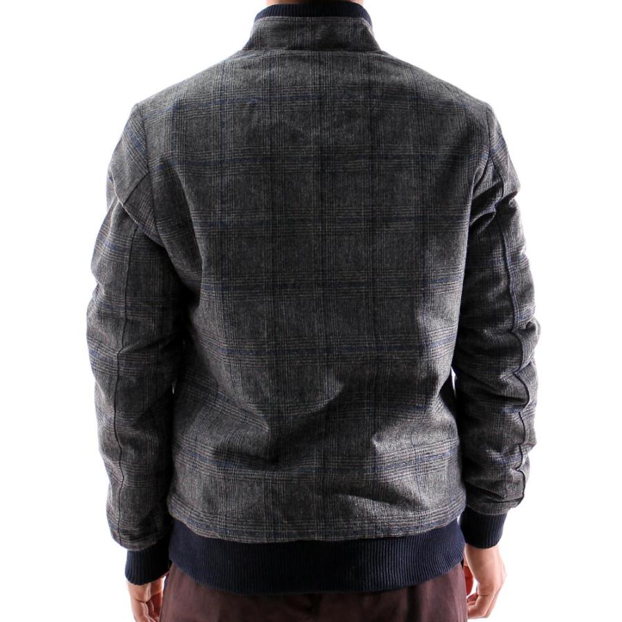 中綿 ジャケット ブルゾン グレンチェック ウール混 ライダース