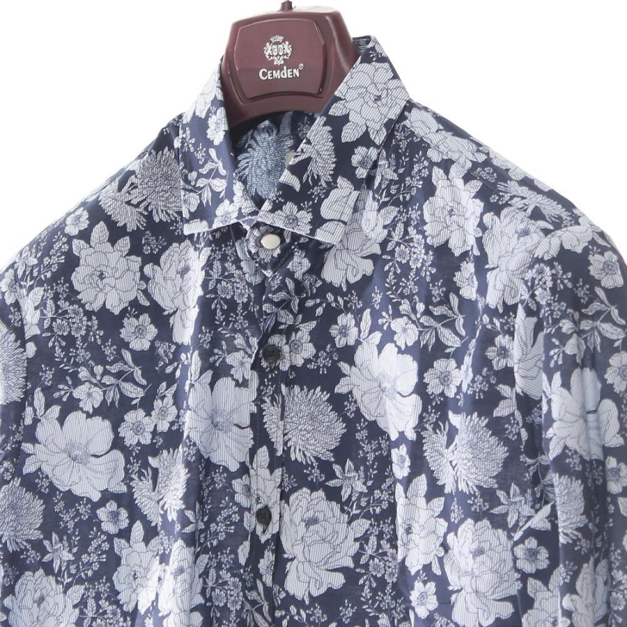 パラスパレス コットン 長袖 シャツ 総柄 花柄 Pal'las Palace パラスパレス メンズ シャツ 花柄 インディゴ