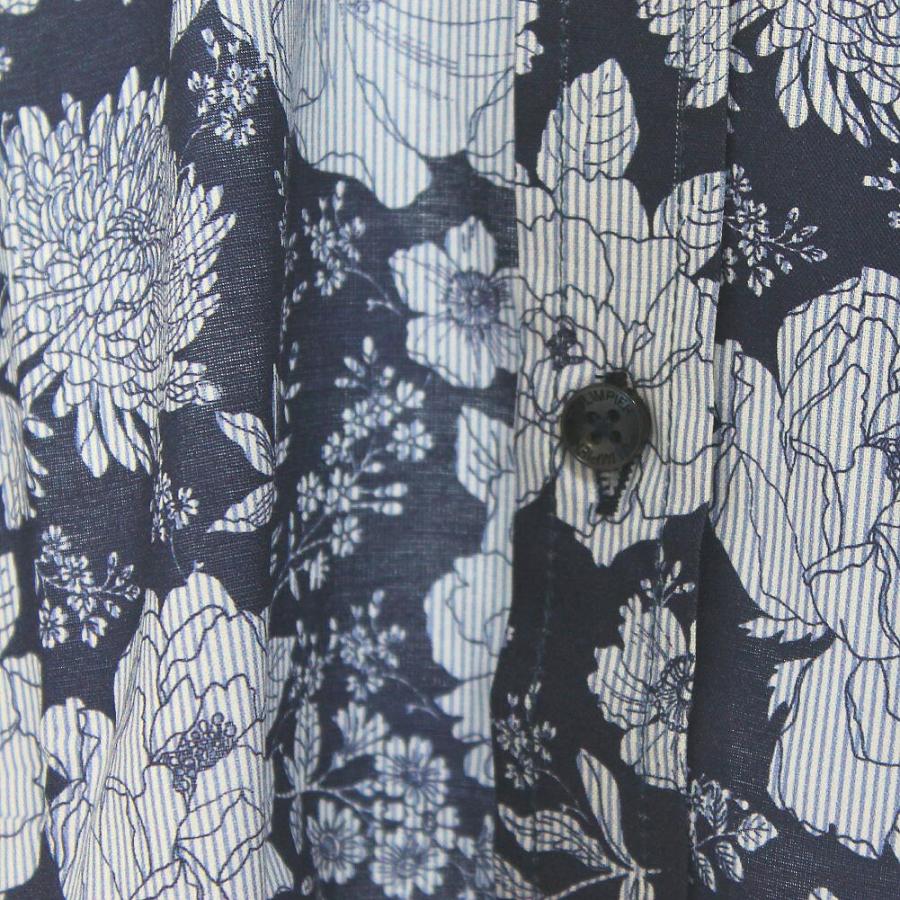 45R ネイビー 花柄 長袖シャツ 花柄 ネイビー 長袖シャツ - メルカリ