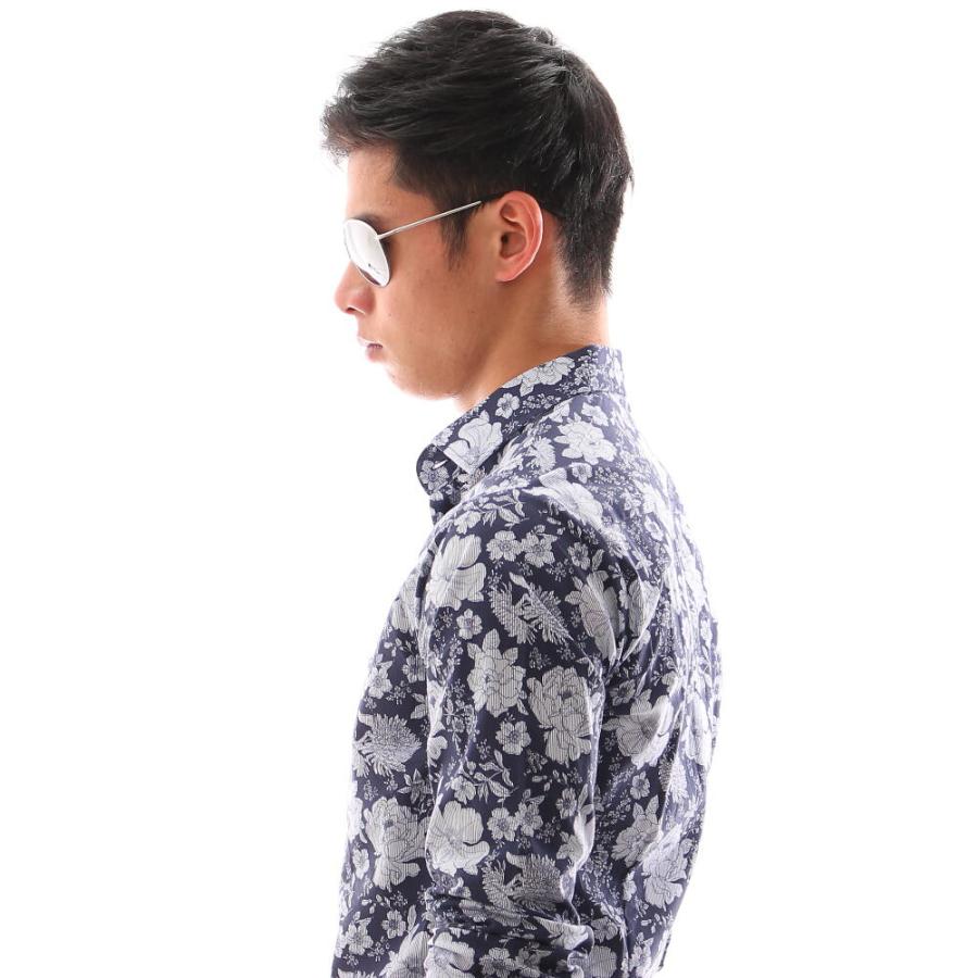 45R ネイビー 花柄 長袖シャツ 花柄 ネイビー 長袖シャツ - メルカリ