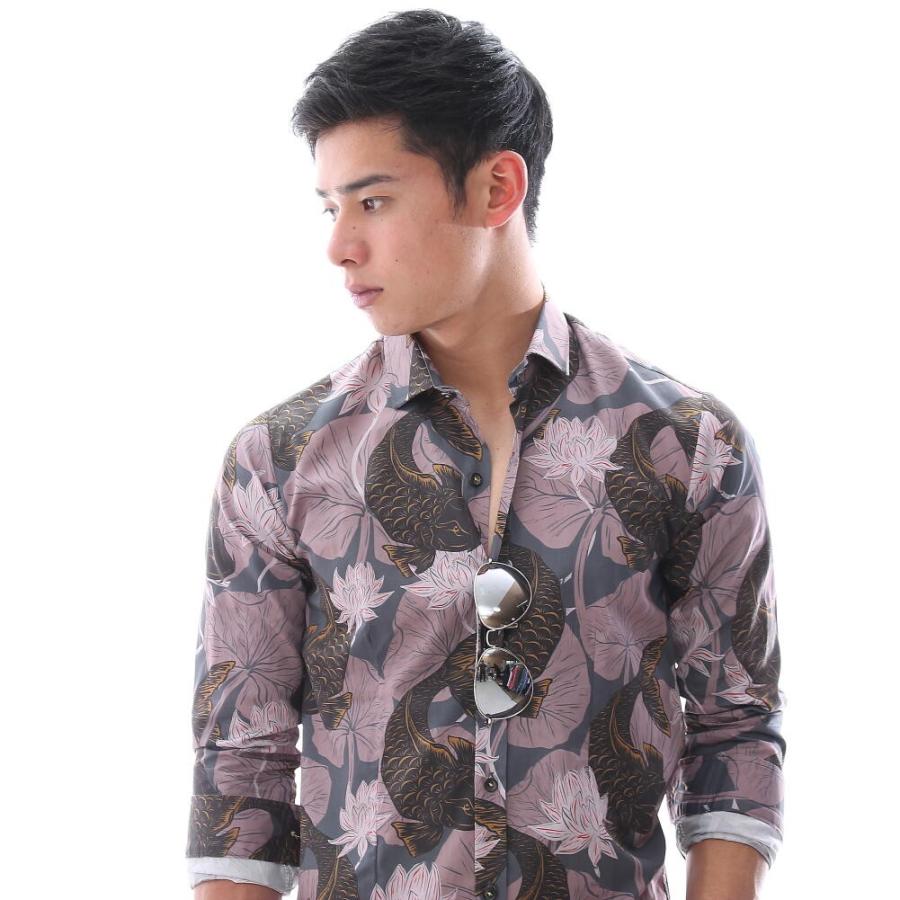 柄シャツ メンズ 長袖シャツ 鯉と蓮の花 カジュアルシャツ コットン Xxl まで 大きいもサイズ入荷 春 夏 秋 父の日 プレゼント Polimpier3568 Bin 1 Limitedヤフーショップ 通販 Yahoo ショッピング