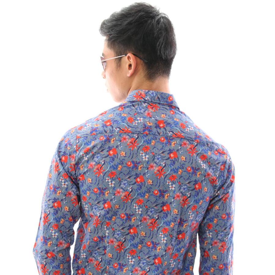 柄シャツ メンズ 長袖シャツ レトロ 花柄 カジュアルシャツ コットン