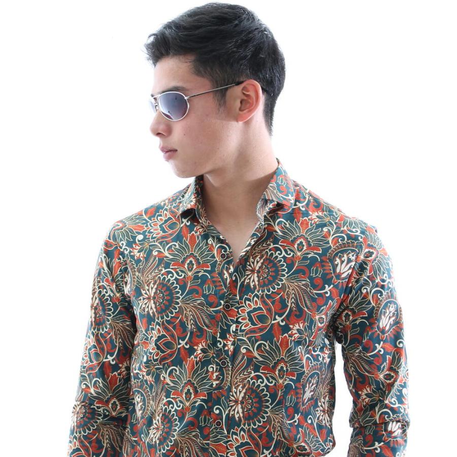 64336　シュペリオール　長袖　柄シャツ　こげ茶　サイズL 64336 シュペリオール 長袖 柄シャツ こげ茶 サイズL 64336