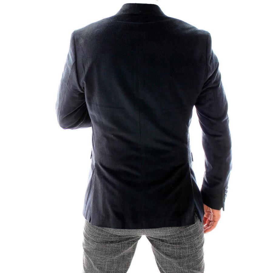 コーデュロイ テーラードジャケット ダブル ブレザー メンズ 紺
