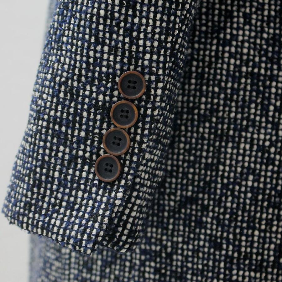 チェスターコート ツイード ハーフコート メンズ シングル 紺/ネイビー