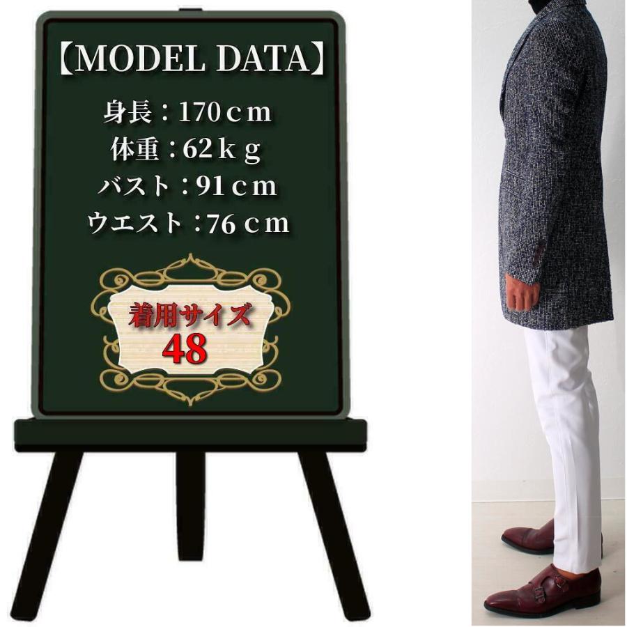 チェスターコート ツイード ハーフコート メンズ シングル 紺/ネイビー