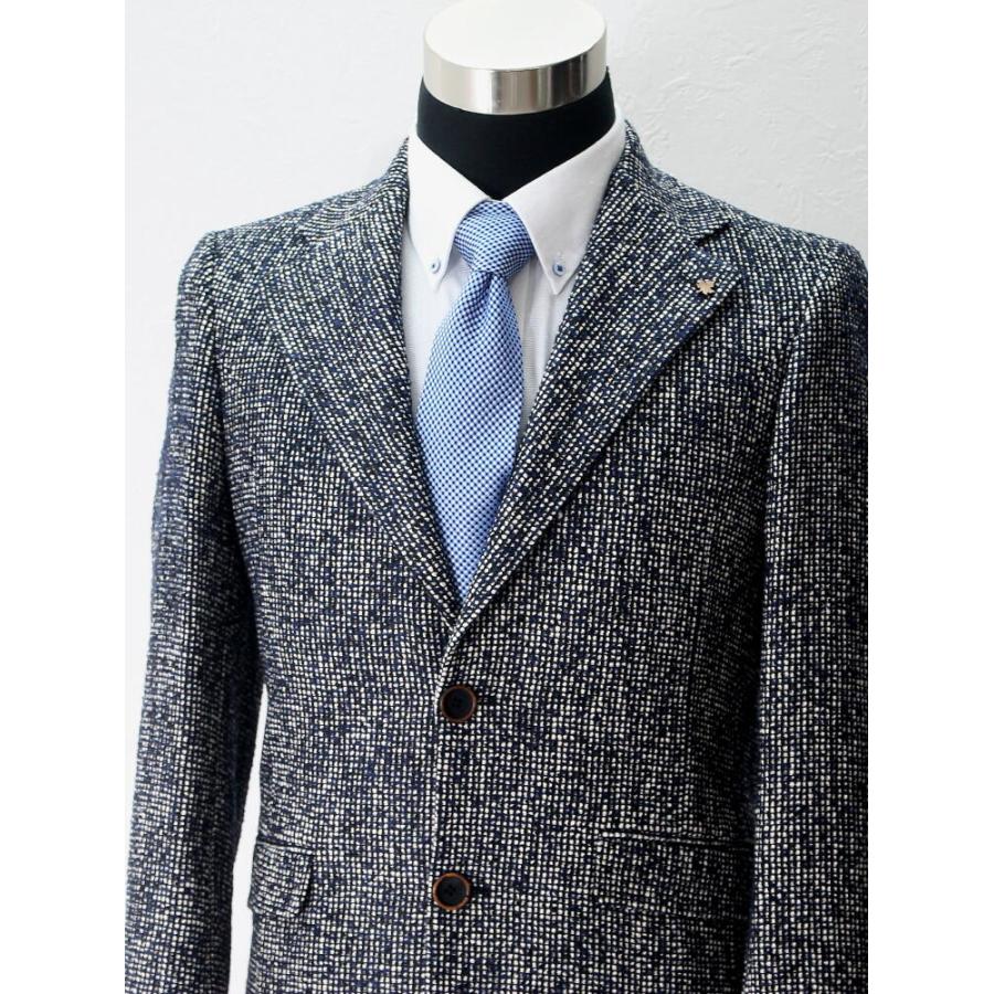 チェスターコート ツイード ハーフコート メンズ シングル 紺/ネイビー