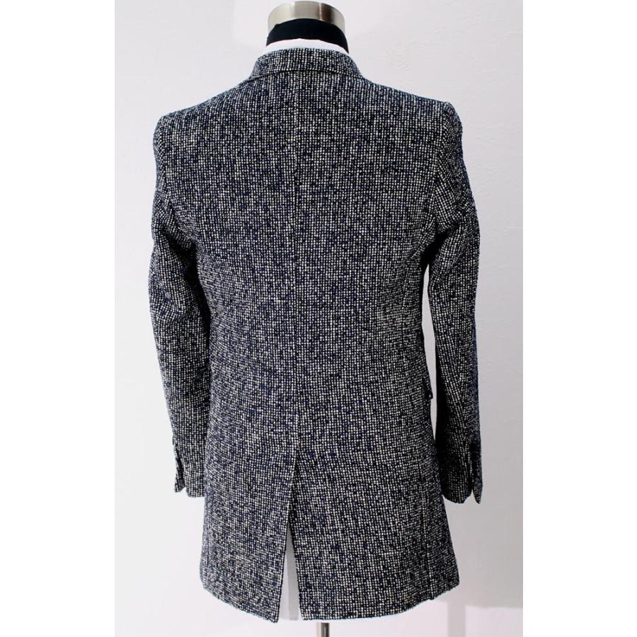 チェスターコート ツイード ハーフコート メンズ シングル 紺/ネイビー