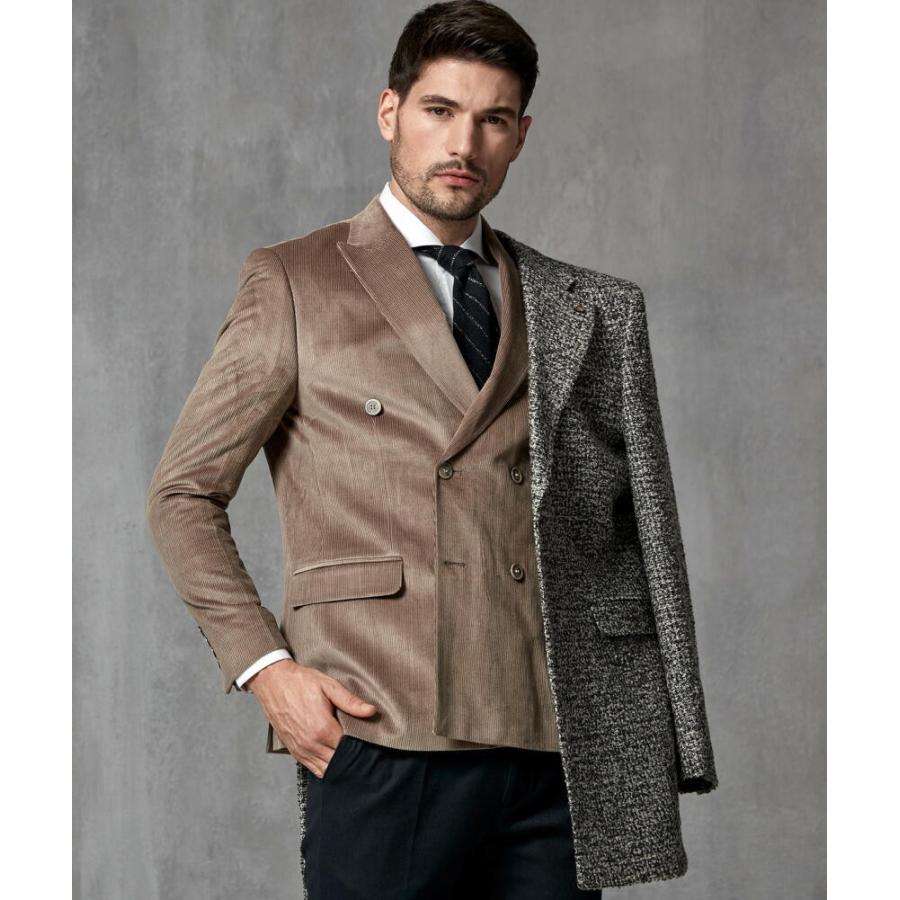 チェスターコート ツイード ハーフコート メンズ シングル グレー 秋冬