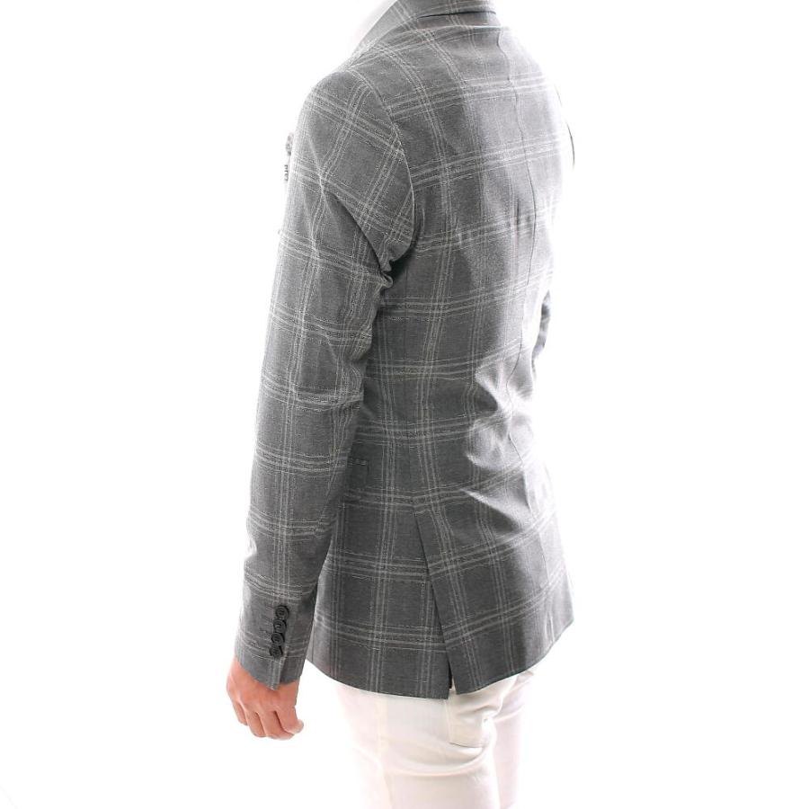 テーラードジャケット ダブル チェック グレー ストライプ ブレザー