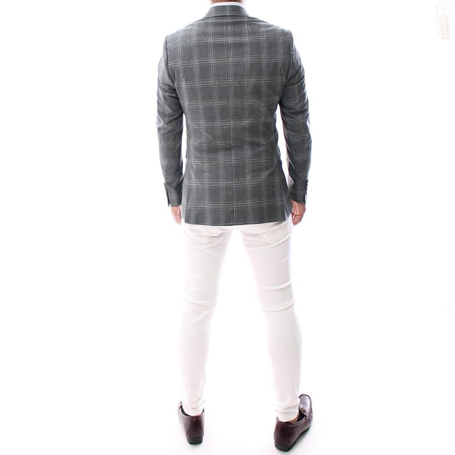 テーラードジャケット ダブル チェック グレー ストライプ ブレザー