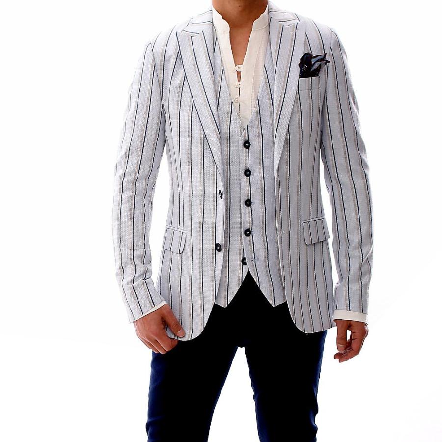 全国宅配無料 テーラードジャケット サマージャケット ブルー グレー ストライプ ブレザー メンズ ジャケパン 二つボタン Xxxl 大きいサイズも入荷 夏 春 正規品 Www Kslcity Com My