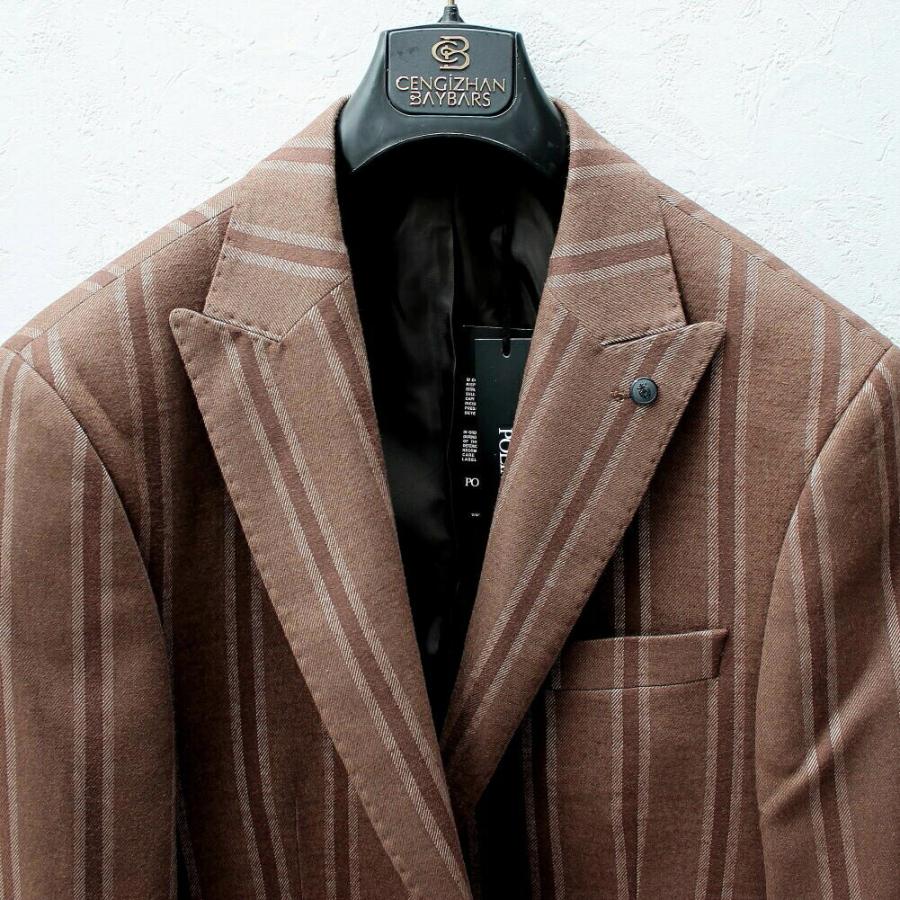 美品✨Etro テーラードジャケット 幾何学 ストライプ XL 茶色 メンズ テーラードジャケット ストライプ 茶色 ブレザー メンズ タイト