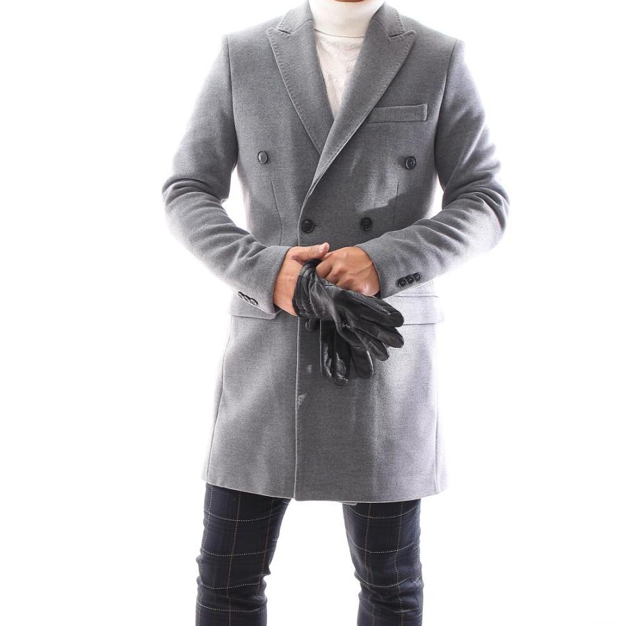 チェスターコート グレー メンズ ダブル ハーフコート 30代 40代