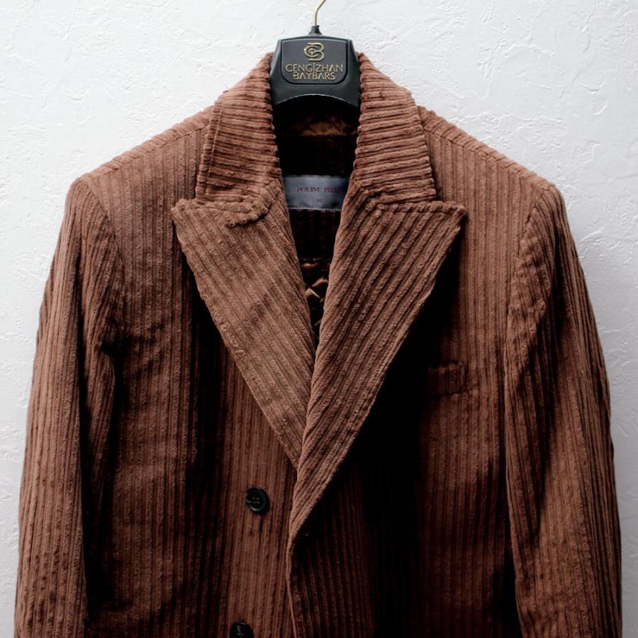 チェスターコート 茶 コーデュロイ ハーフコート メンズ ダブル