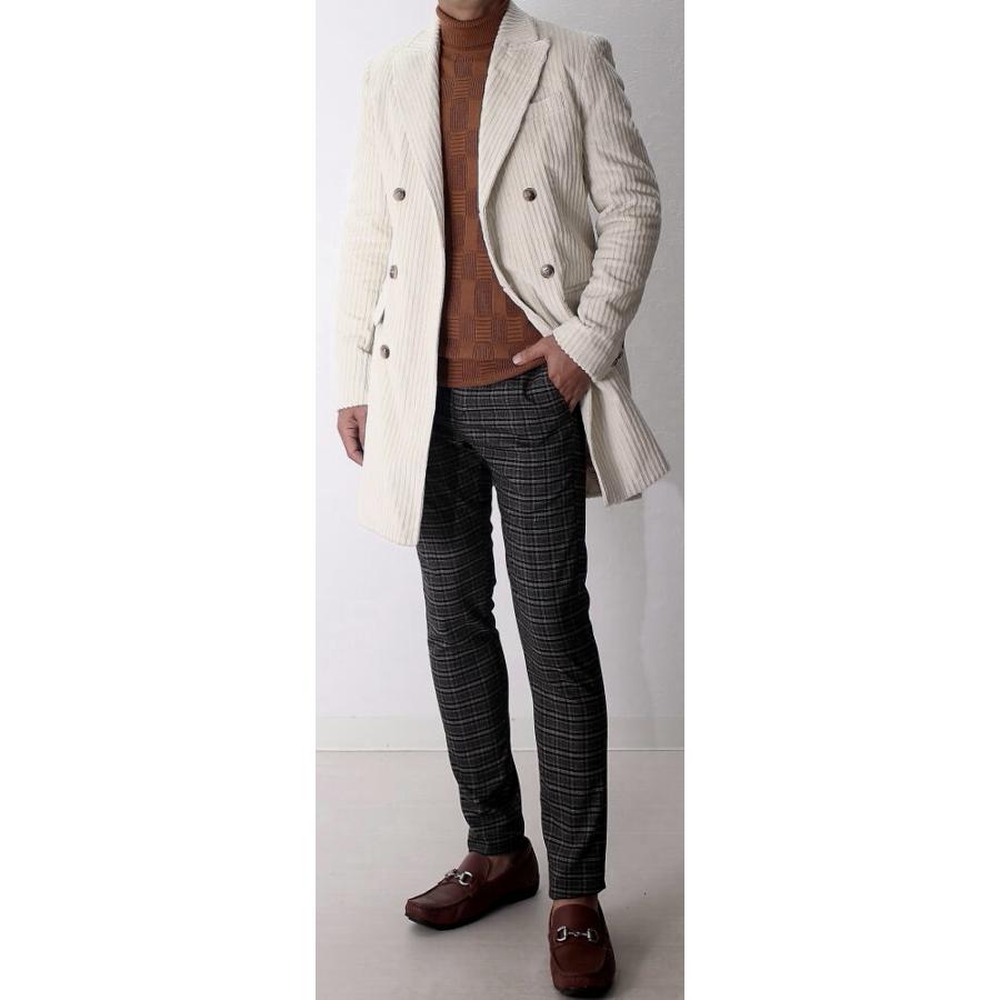 チェスターコート 白 メンズ コーデュロイ ハーフコート