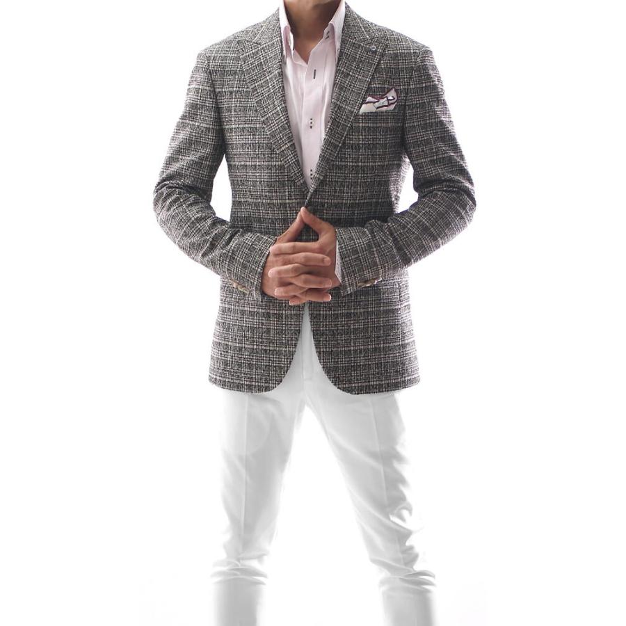 ツイード テーラードジャケット チェック ブレザー メンズ ジャケパン