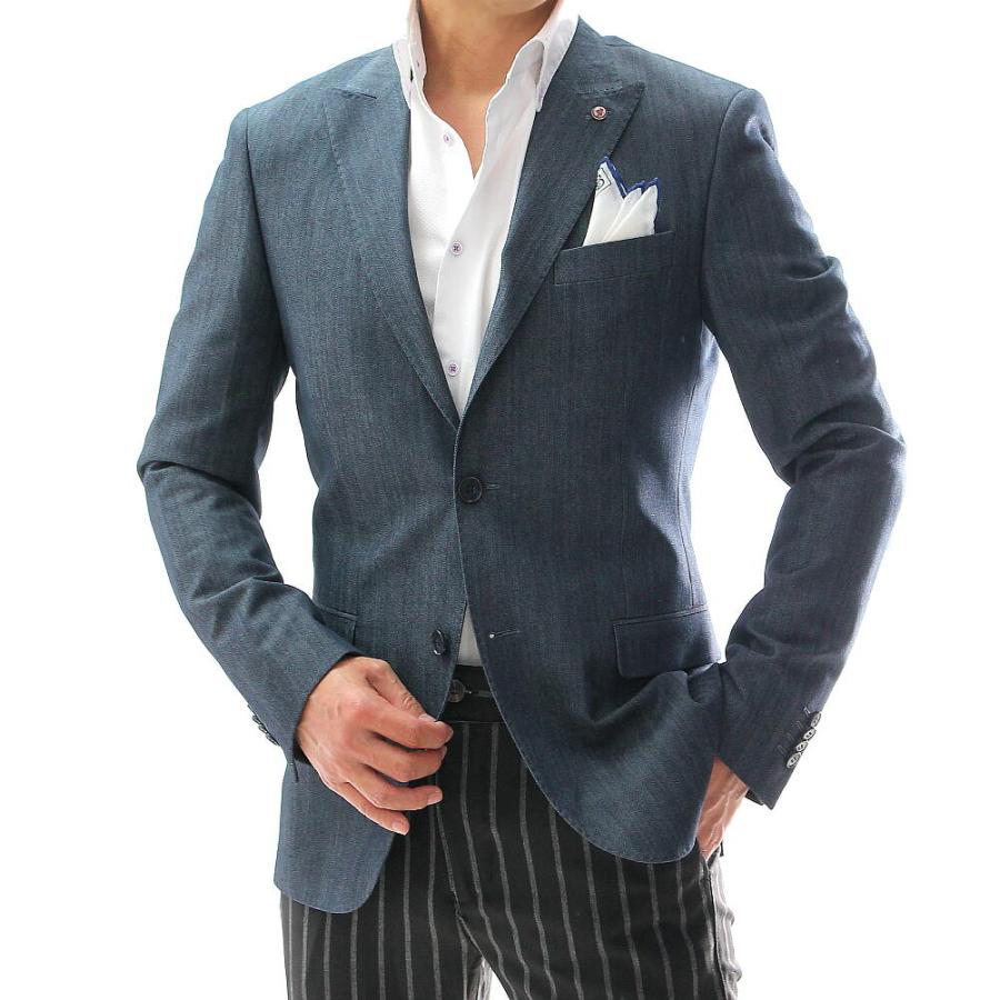 デニム テーラードジャケット ブレザー メンズ インディゴ