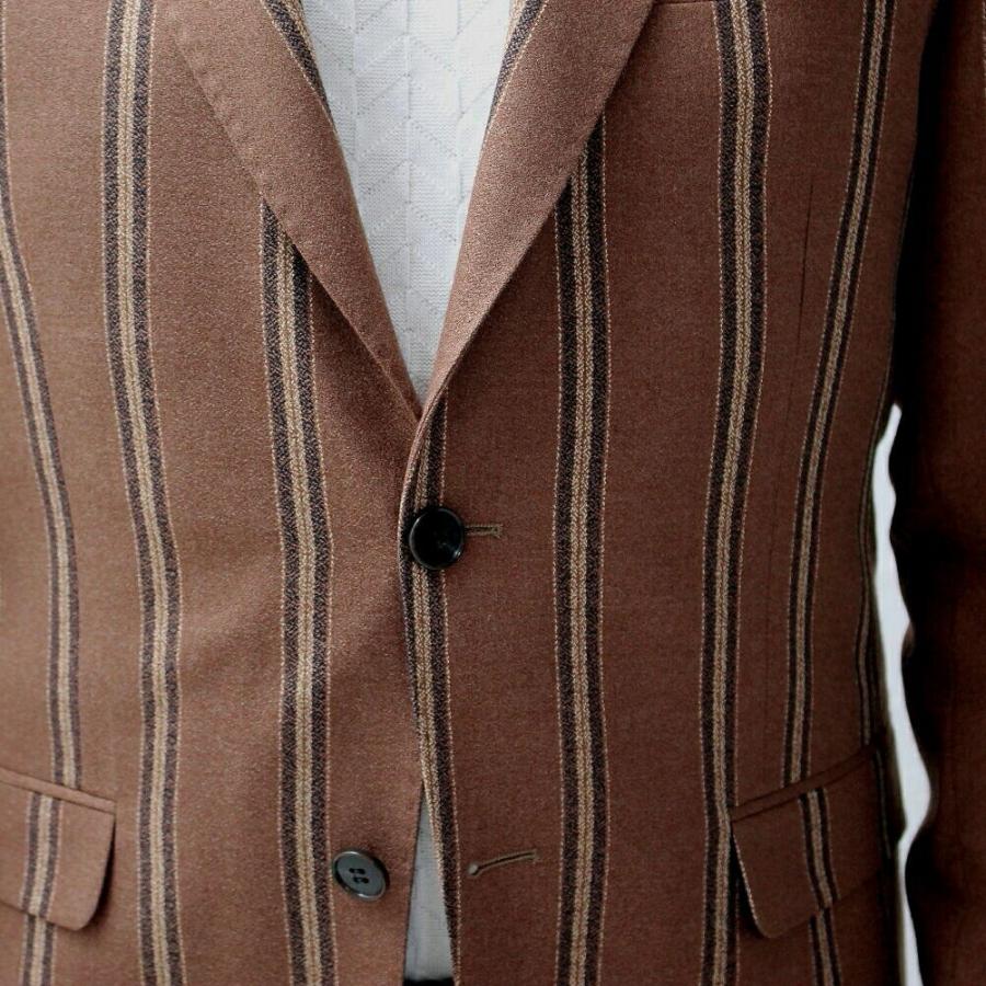 テーラードジャケット ストライプ 茶 秋/冬 メンズ ブレザー