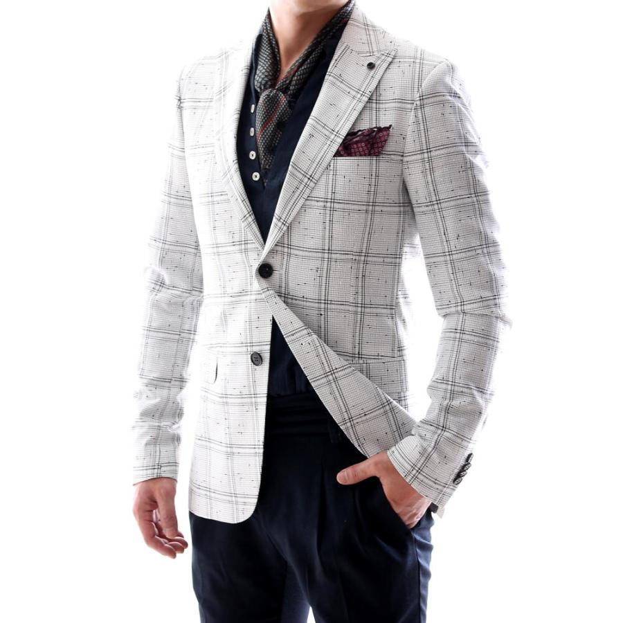 サマージャケット テーラードジャケット 白 チェック 春 夏 秋 ブレザー メンズ ピークドラペル タイト 大きいサイズも入荷 Polimpier6743shiro Bin 1 Limitedヤフーショップ 通販 Yahoo ショッピング