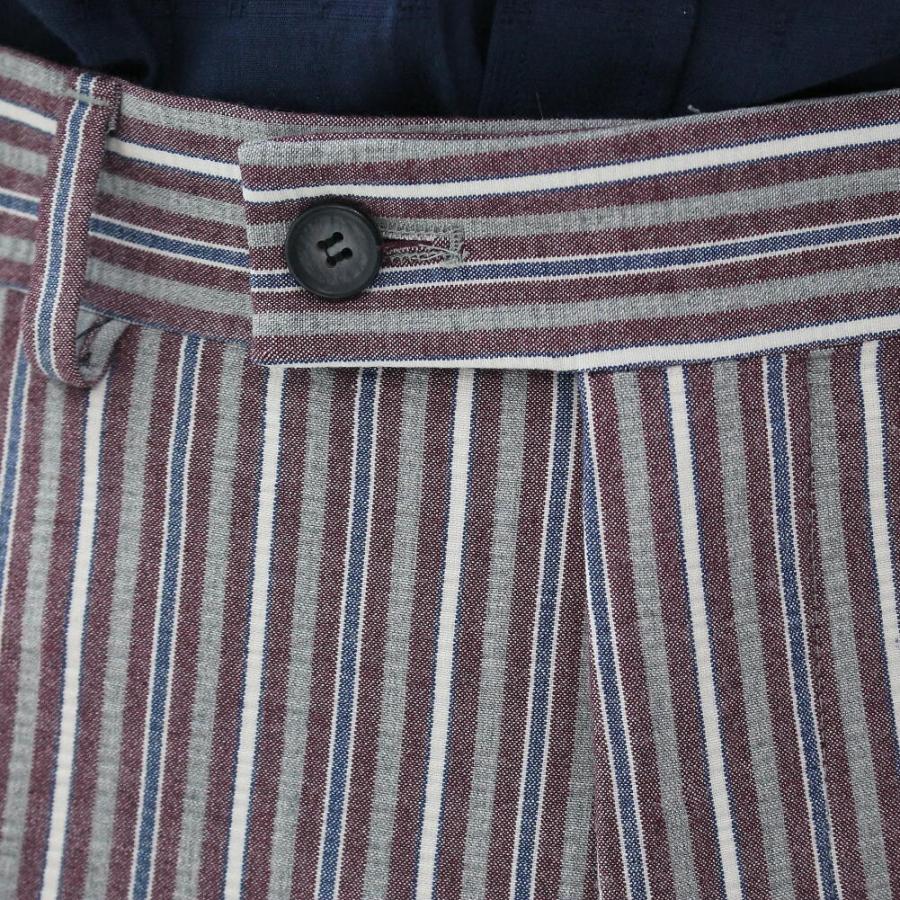 スリムスラックス シアサッカー ストライプ エンジ 春/夏/秋 メンズ