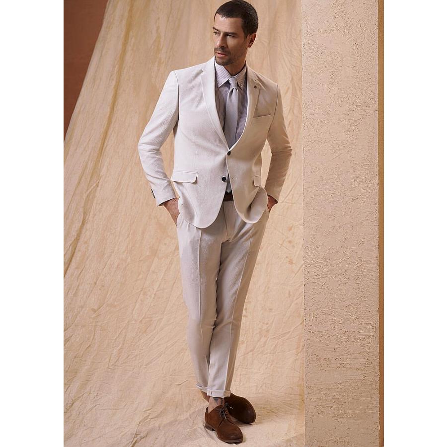 スラックス スリム ベージュ ビジネス パンツ ジャケパン メンズ