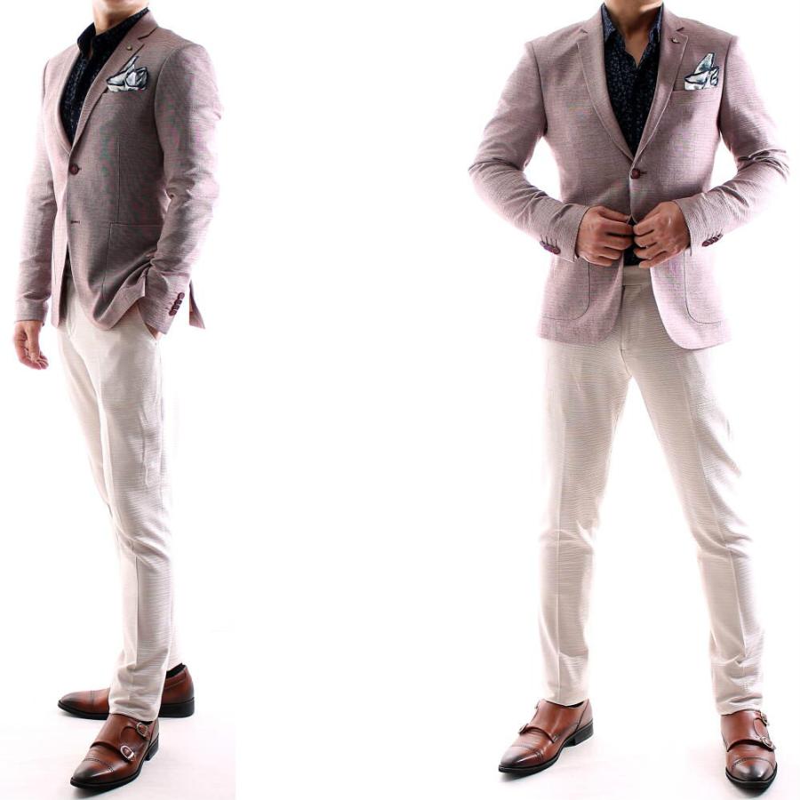 スラックス スリム ベージュ ビジネス パンツ ジャケパン メンズ