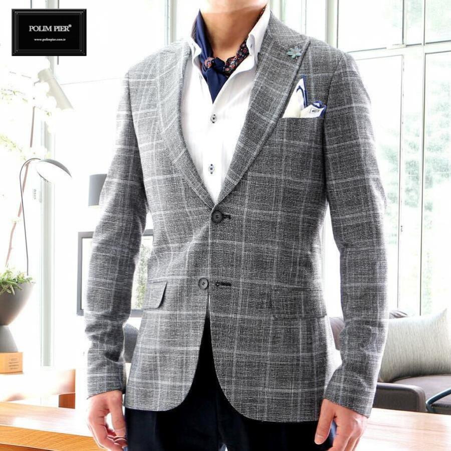 ジェイプレス テーラードジャケット サマージャケット ブレザー グレー L 定番】JAPAN CRAFT CLOTH サマーメッシュ ブレザー/銀釦 /背抜き