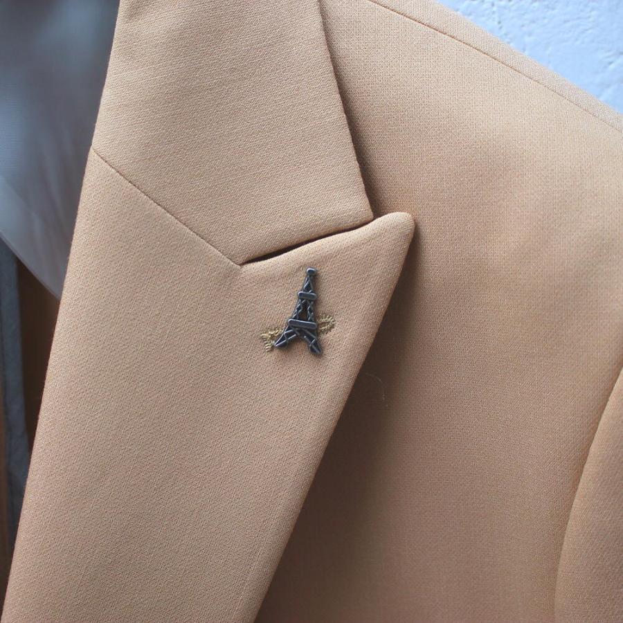 ブレザー ダブル ストレッチ キャメル ガンメタボタン ビジネス