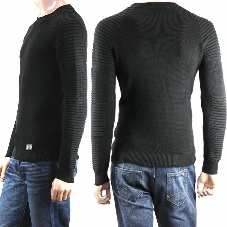 袖 ボーダー ニット セーター メンズ 白黒赤グレー クルーネック コットンセーター 綿 無地 61 Off