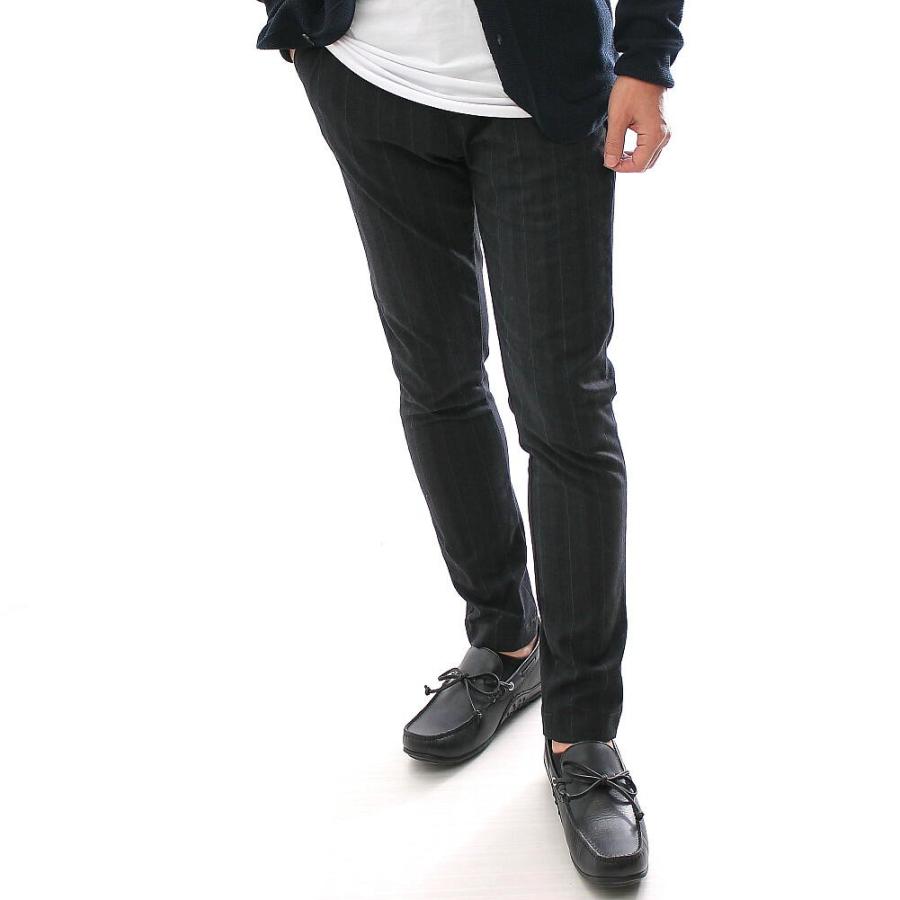 イージーパンツ スラックス スリム テーパード チェック ピン