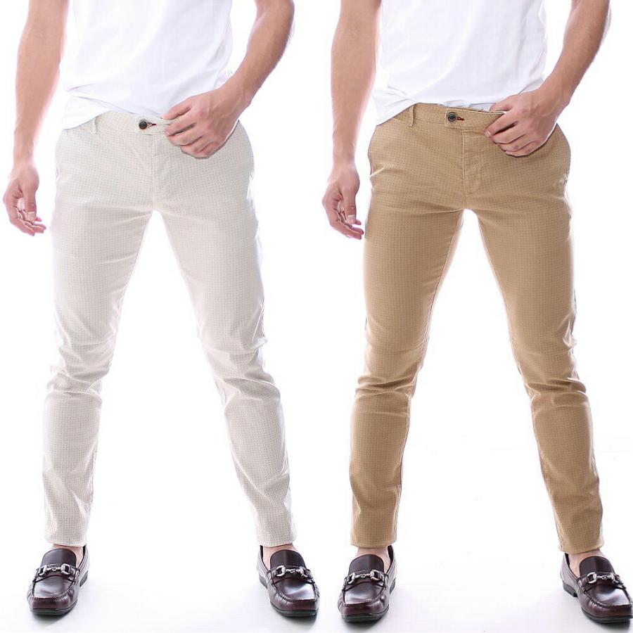 チノパン メンズ ストレッチ ノータック ベージュ アイボリー