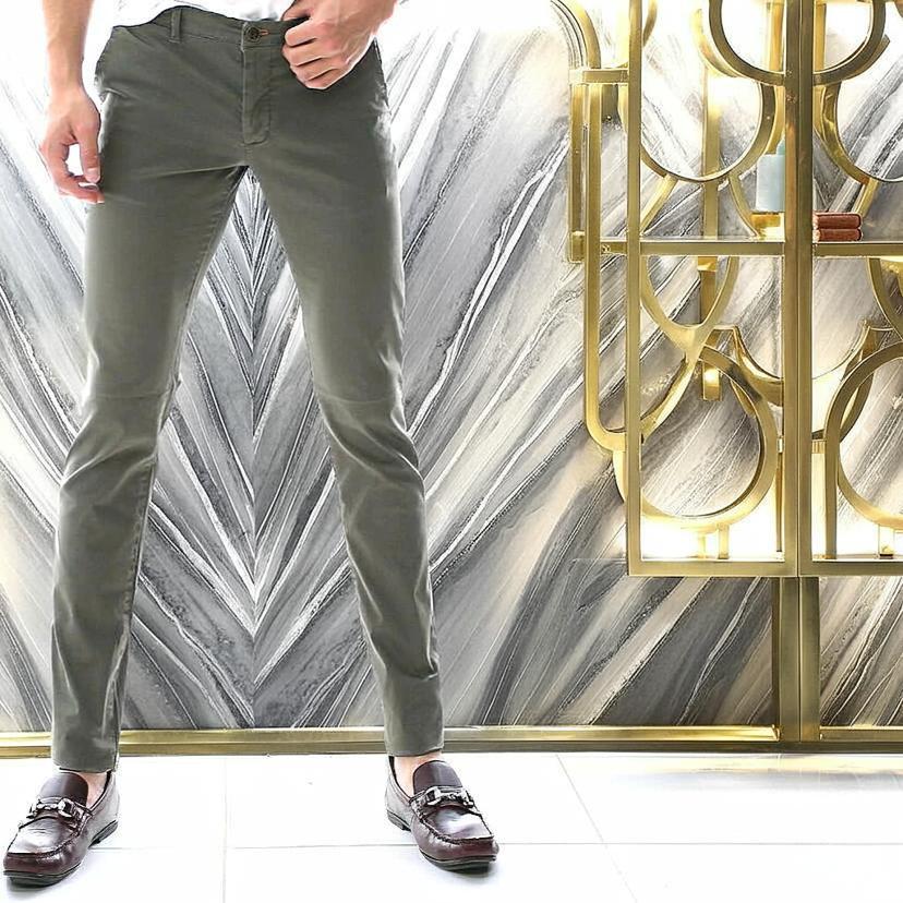 チノパン メンズ ストレッチ ノータック オリーブ グレー サンド