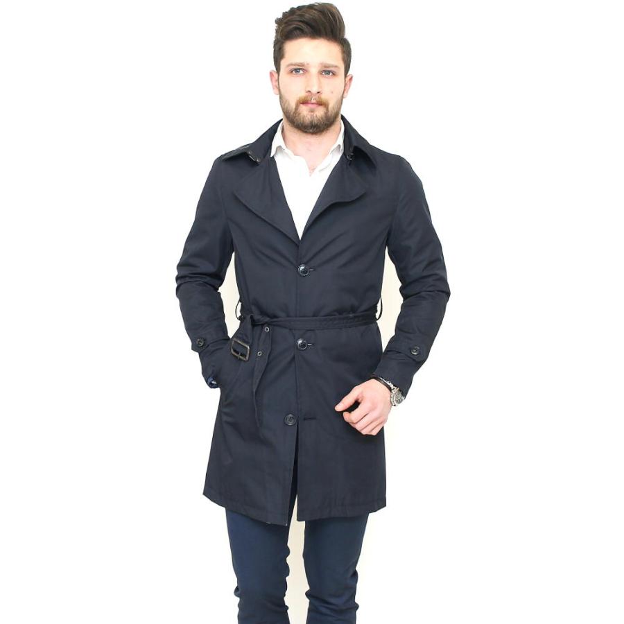 【値下げ】トレンチコート メンズ(ネイビー) トレンチコート メンズ ハーフコート ビジネス ネイビー 紺 細身