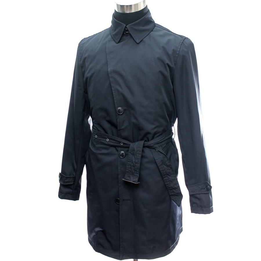 トレンチコート メンズ ハーフコート ビジネス ネイビー 紺 細身