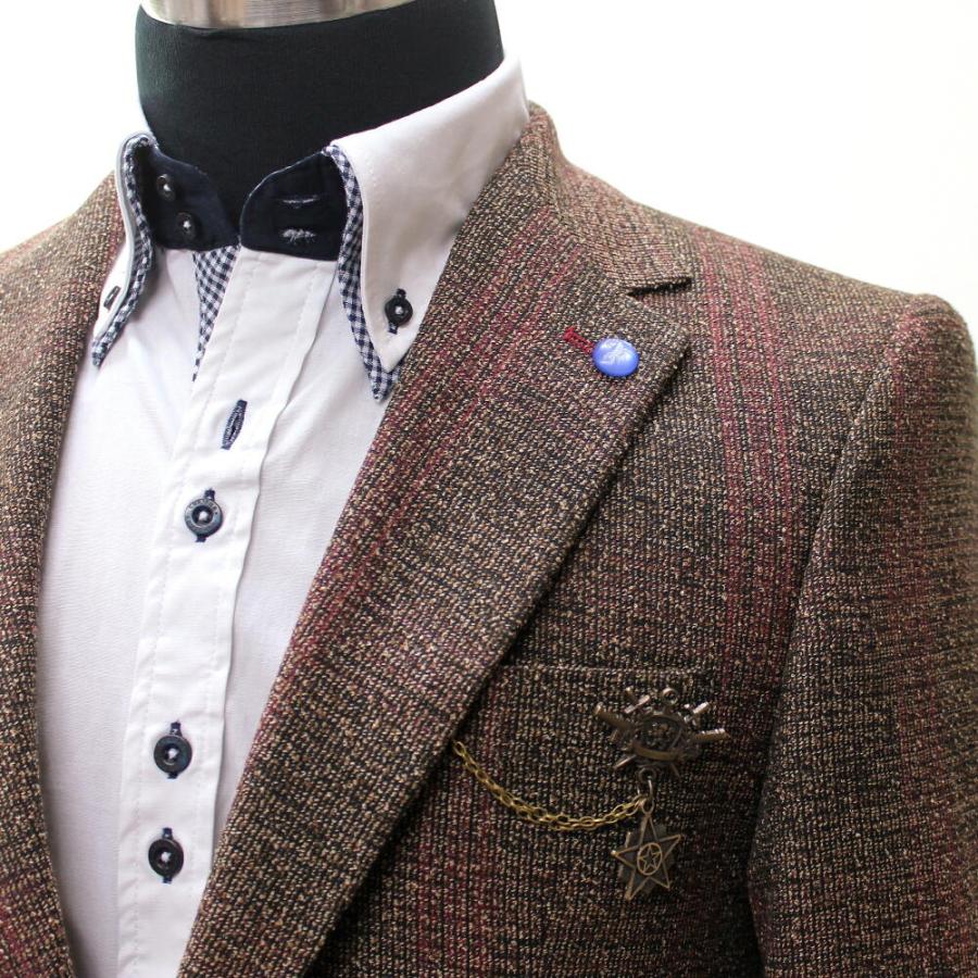 テーラードジャケット ブレザー メンズ チェック ブラウン 茶