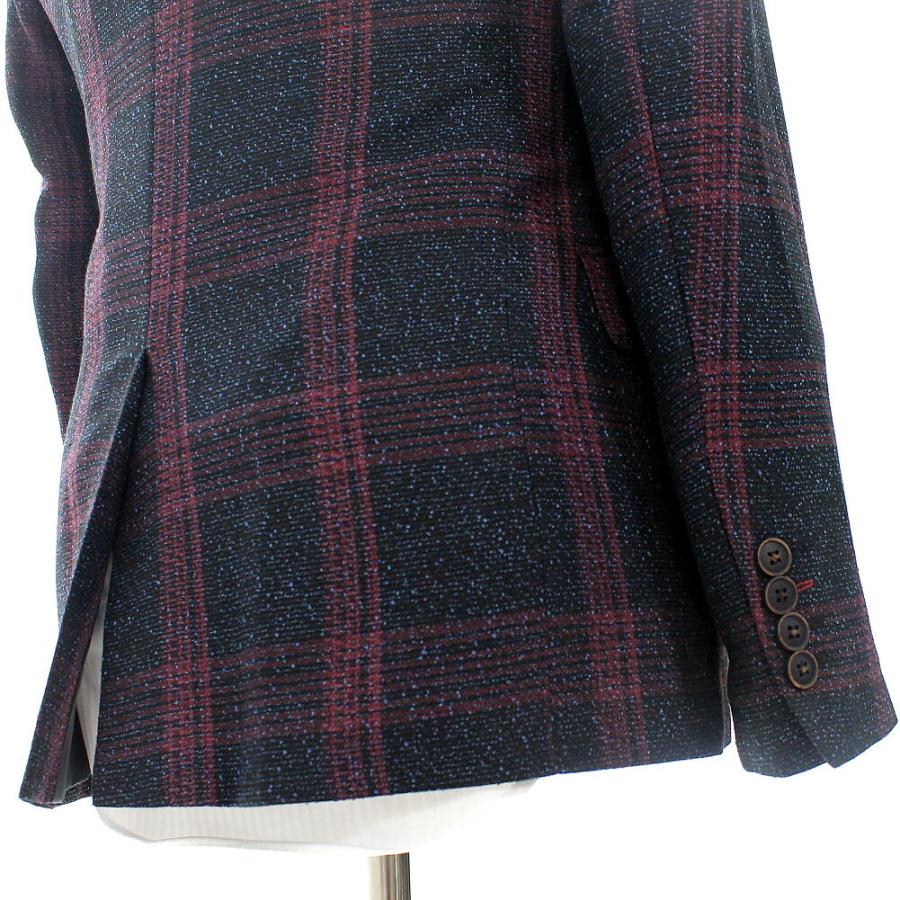 ツイード テーラードジャケット ブレザー メンズ チェック 紺 ダーク