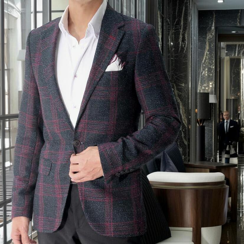 【美品】Macintosh ツイードテーラードジャケット ブレザー ネイビー ツイード テーラードジャケット ブレザー メンズ チェック 紺 ダーク