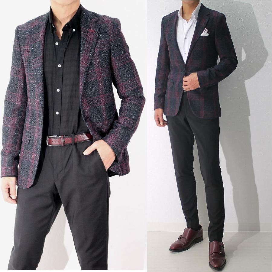 【美品】Macintosh ツイードテーラードジャケット ブレザー ネイビー ツイード テーラードジャケット ブレザー メンズ チェック 紺 ダーク