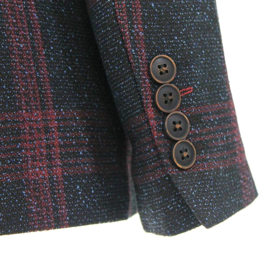 ツイード テーラードジャケット ブレザー メンズ チェック 紺 ダーク