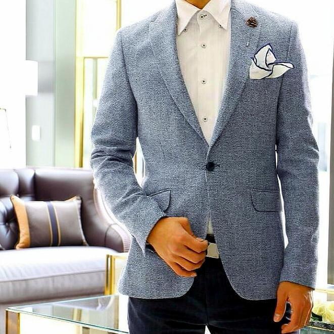 ツイード テーラードジャケット ブルー ブレザー 秋冬春 紺白