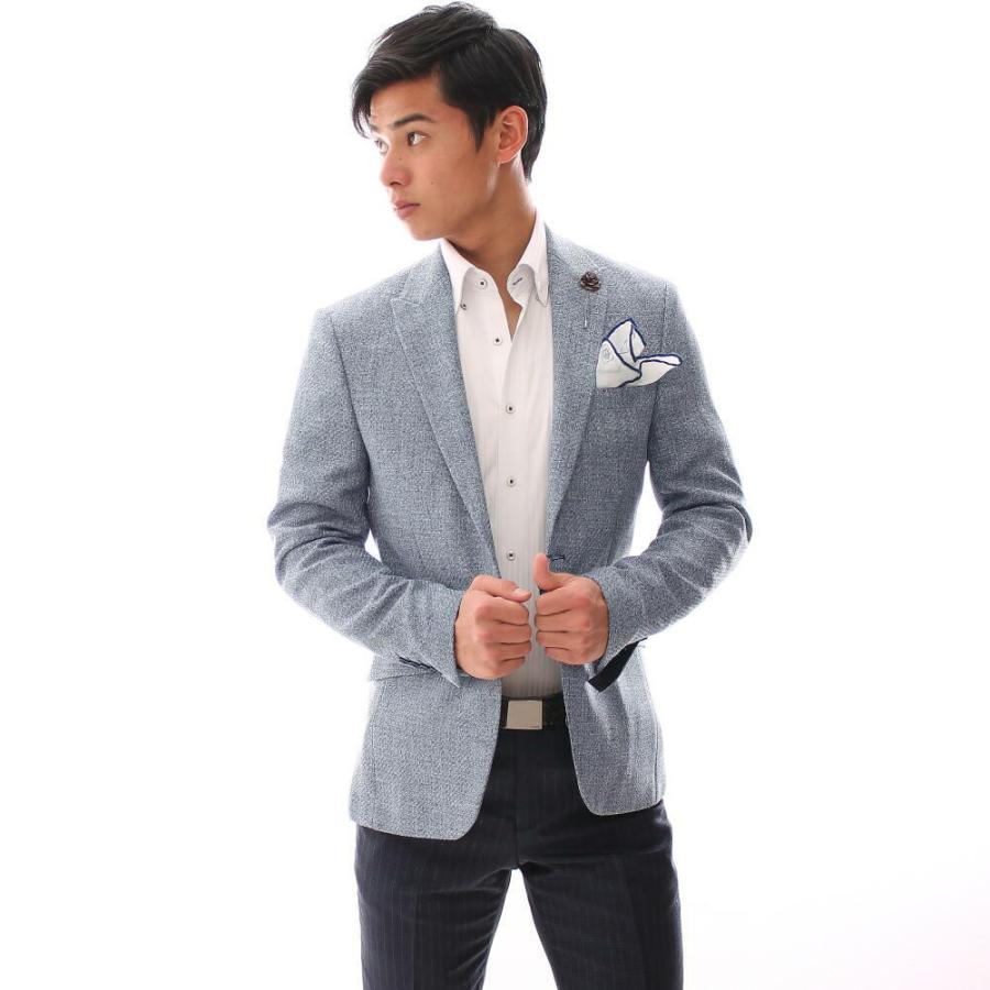 ツイード テーラードジャケット ブルー ブレザー 秋冬春 紺白