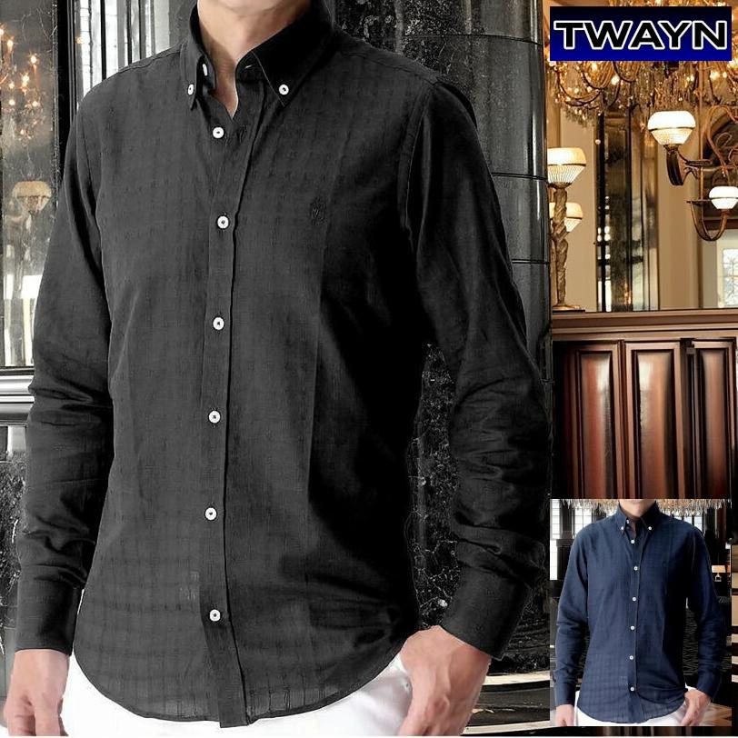 CRONOS 黒 ボタンダウンシャツ 長袖 CRONOS 黒 ボタンダウンシャツ 長袖 デザインカジュアルシャツ ボタン