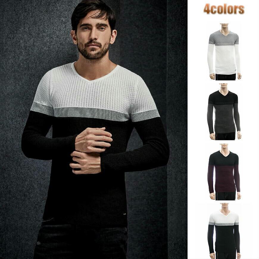 ｖネック ニット セーター 薄地 秋冬春 リブニット メンズ 黒 白 グレー ボルドー Wear1595 Bin 1 Limitedヤフーショップ 通販 Yahoo ショッピング