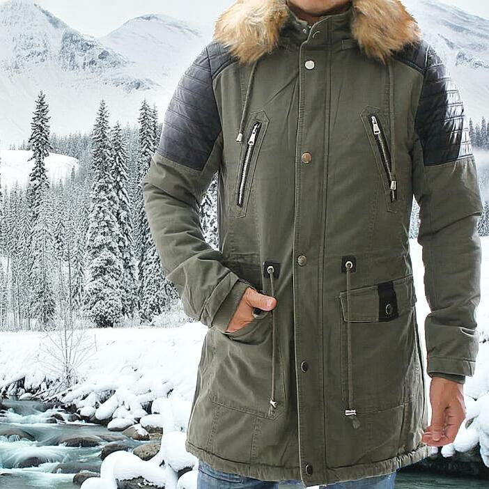 モッズコート ハーフコート 裏ボア メンズ バイカーディテール カーキ